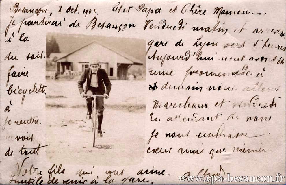 Besançon, 8 Octobre 1902 - Jeune homme à bicyclette